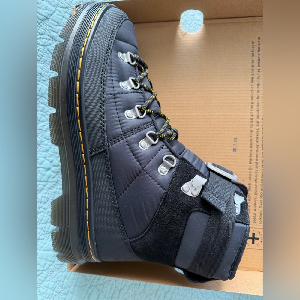 Dr. Martens Black Men's Boots with Yellow Stitching - Brand New